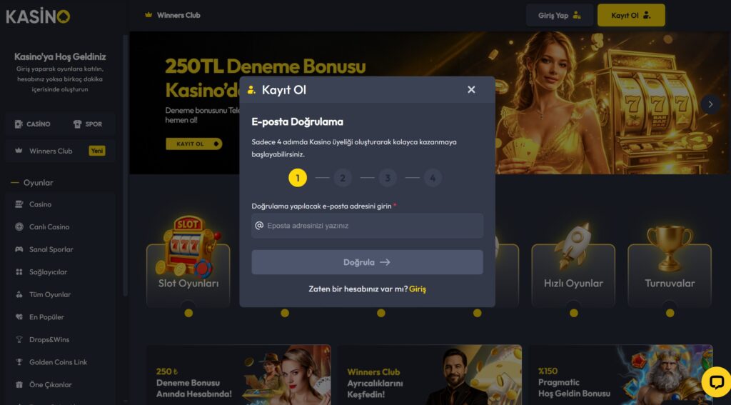 kasino üyelik işlemleri